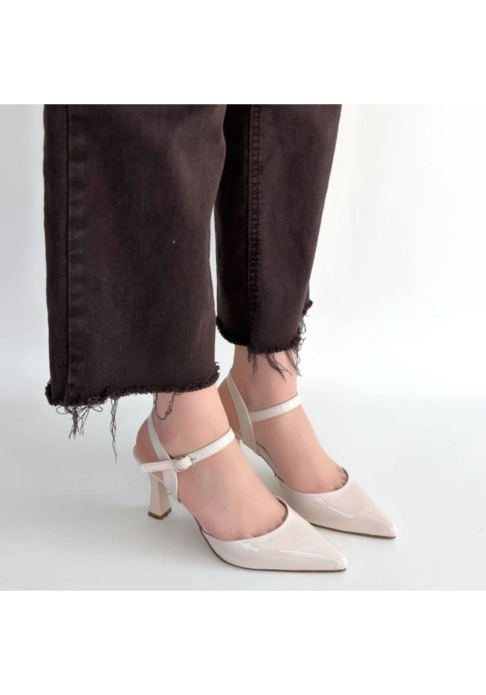 Suden Bej Rugan Topuklu Ayakkabı