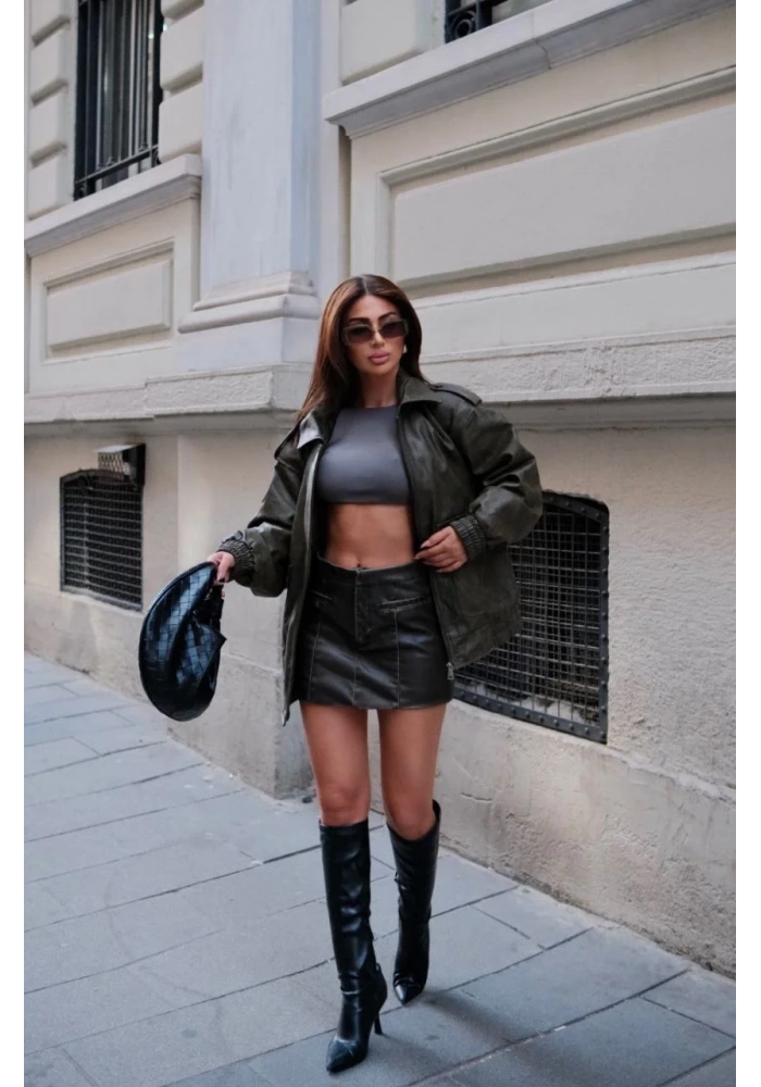 Suni Deri Pilot Ceket