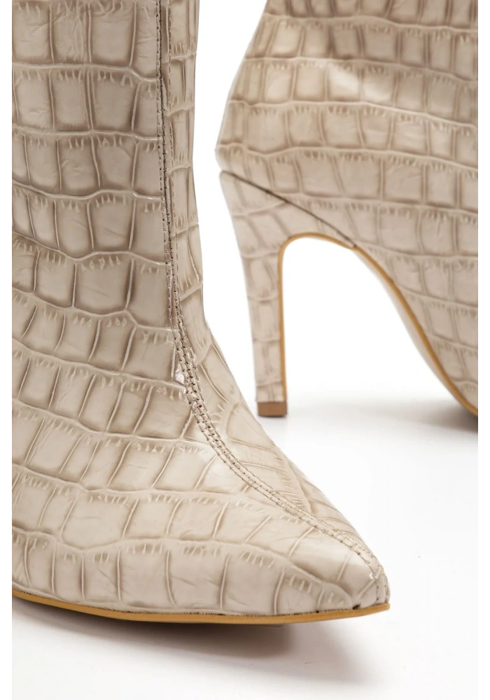 SYT-2004 Bej Kroko Günlük Bayan Çizme