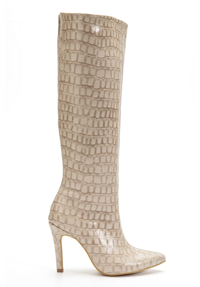 SYT-2004 Bej Kroko Günlük Bayan Çizme