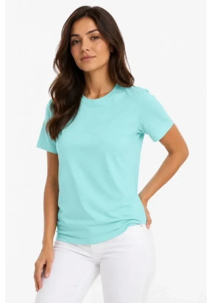T-Shirt Bisiklet Yaka Slim Fit Likralı Tişört Günlük Basic Body - Turkuaz