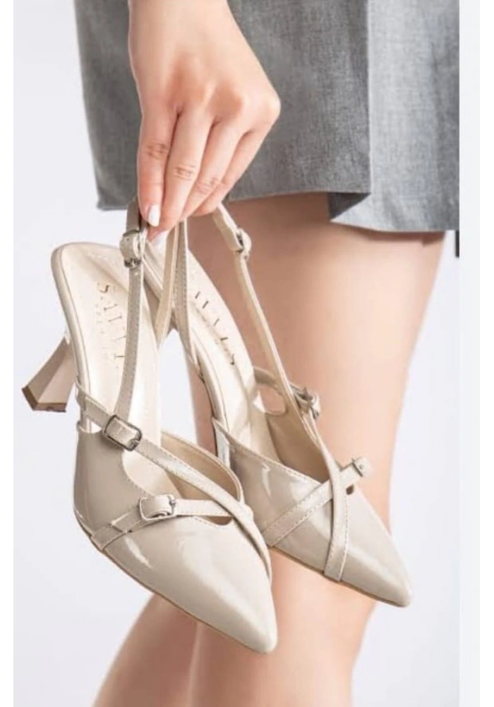 Tetti Bej Rugan Topuklu Ayakkabı