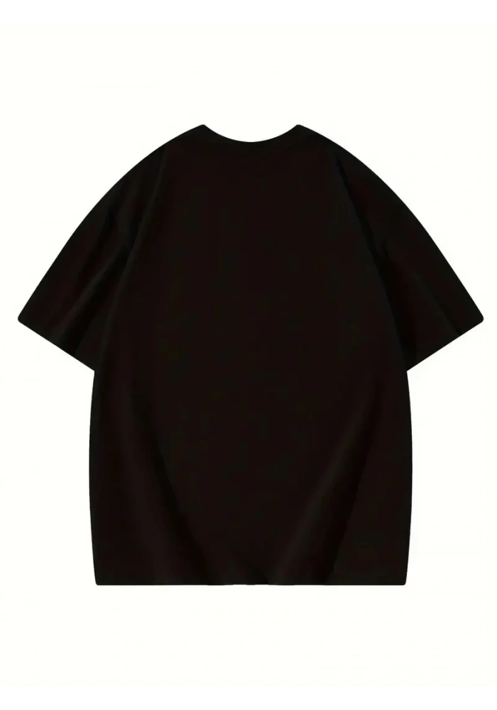 Kadın Thousand Baskılı Oversize Bisiklet Yaka T-shirt - Siyah