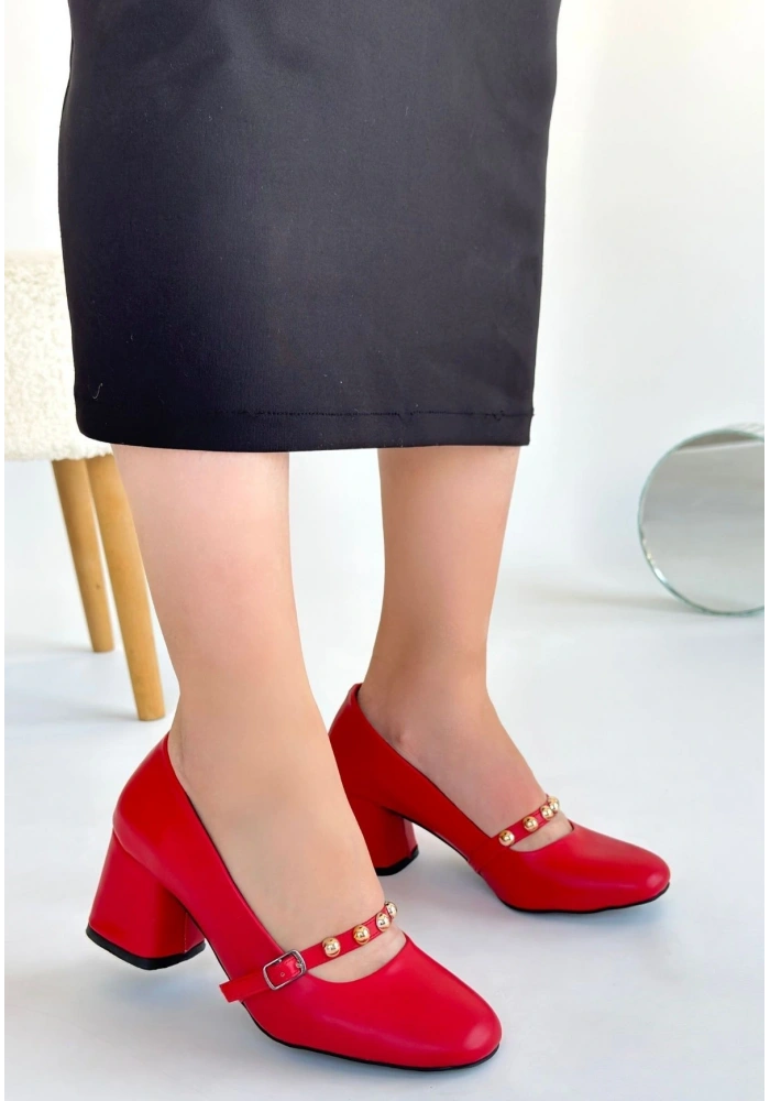 Tino Kırmızı Cilt Topuklu Ayakkabı