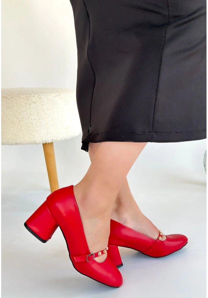 Tino Kırmızı Cilt Topuklu Ayakkabı