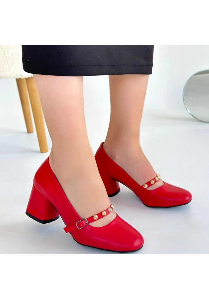 Tino Kırmızı Cilt Topuklu Ayakkabı