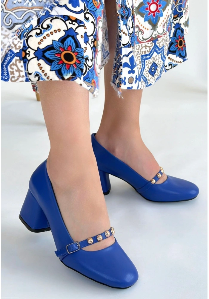 Tino Mavi Cilt Topuklu Ayakkabı