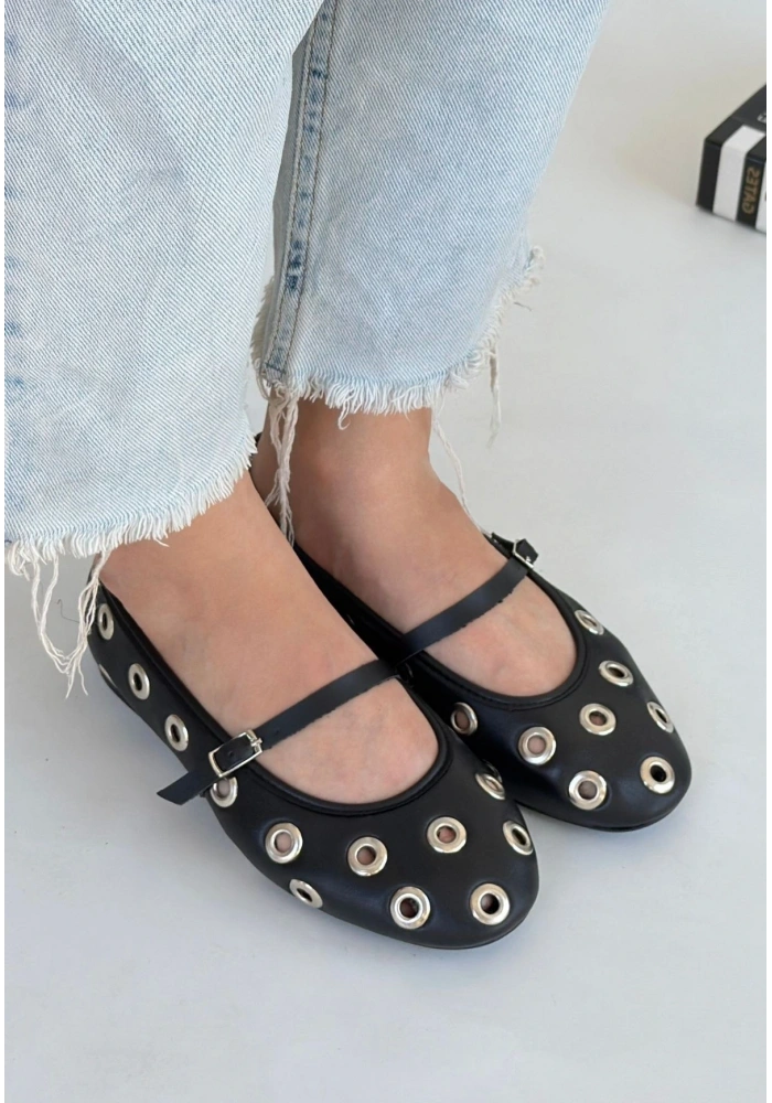 Tinta Siyah Cilt Babet Ayakkabı