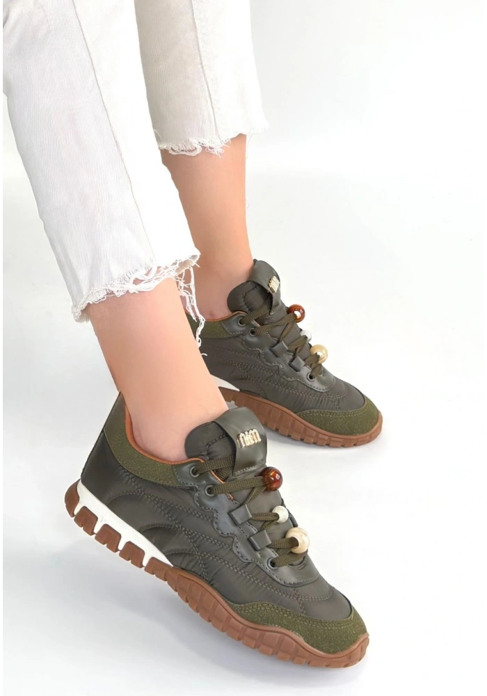 Tues Yeşik Nubuk Bağcıklı Spor Ayakkabı