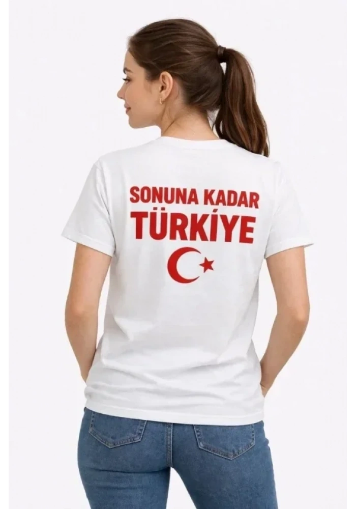 TÜRKİYE Ay Yıldız Baskılı Taraftar Forma T-Shirt - Beyaz