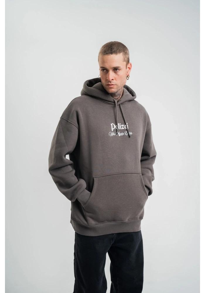 Üç İplik Kapşonlu Dijital Patchli SweatShirt - Füme