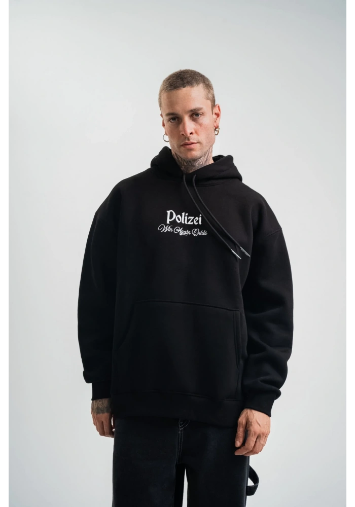 Üç İplik Kapşonlu Dijital Patchli SweatShirt - Siyah