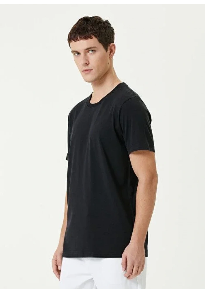 ERKEK Basic Bisiklet Yaka Regular T-Shirt - Siyah