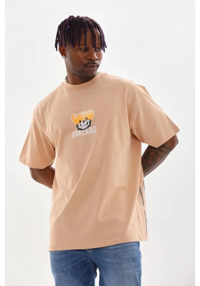 ERKEK Baskılı Oversize T-Shirt - Bej