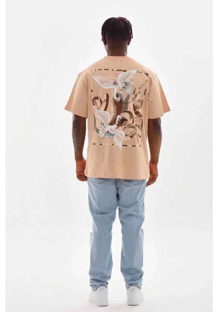 ERKEK Baskılı Oversize T-Shirt - Bej
