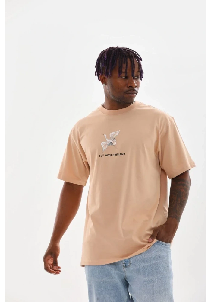 ERKEK Baskılı Oversize T-Shirt - Bej
