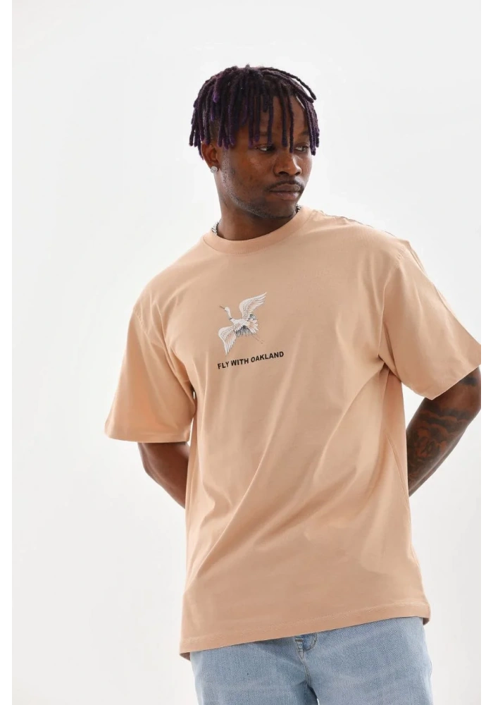 ERKEK Baskılı Oversize T-Shirt - Bej