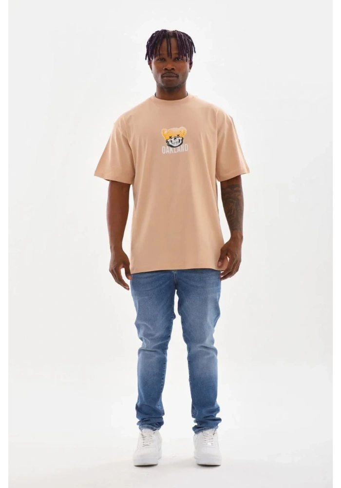 ERKEK Baskılı Oversize T-Shirt - Bej
