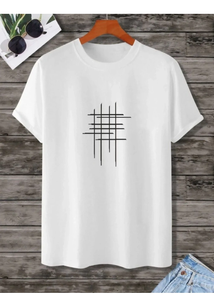 Kadın Baskılı Oversize T-Shirt - Beyaz