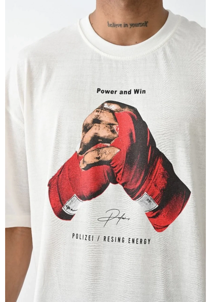 erkek Baskılı Oversize T-Shirt - Beyaz