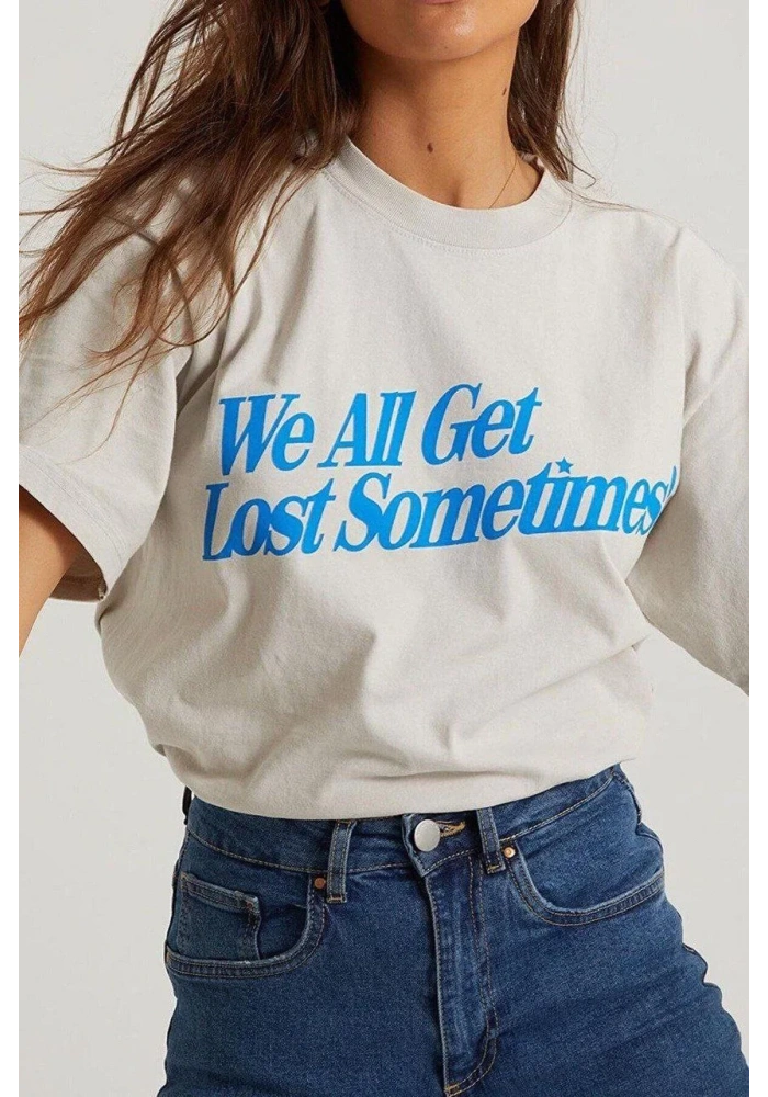 Kadın Baskılı Oversize T-Shirt - Beyaz