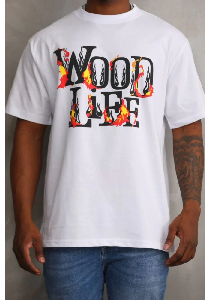 ERKEK Baskılı Oversize T-Shirt - Beyaz