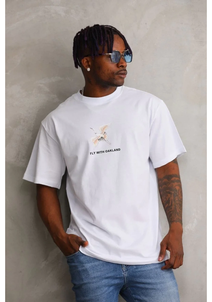 ERKEK Baskılı Oversize T-Shirt - Beyaz