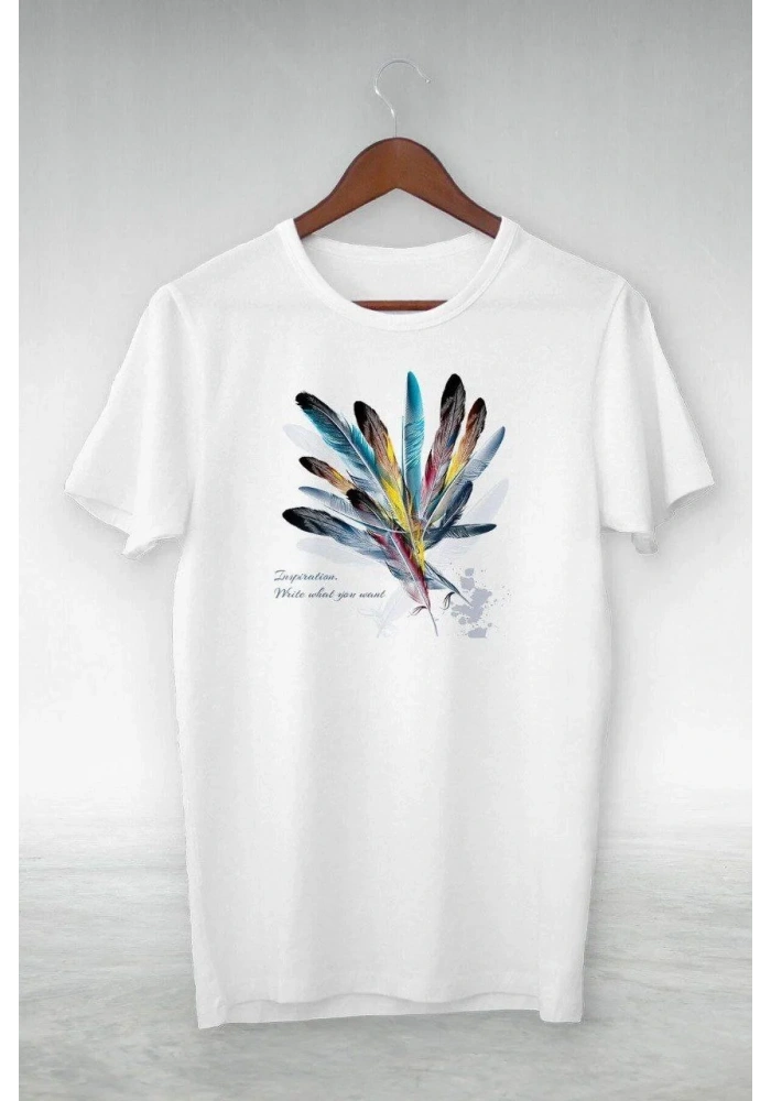 Kadın  Baskılı Oversize T-Shirt - Beyaz