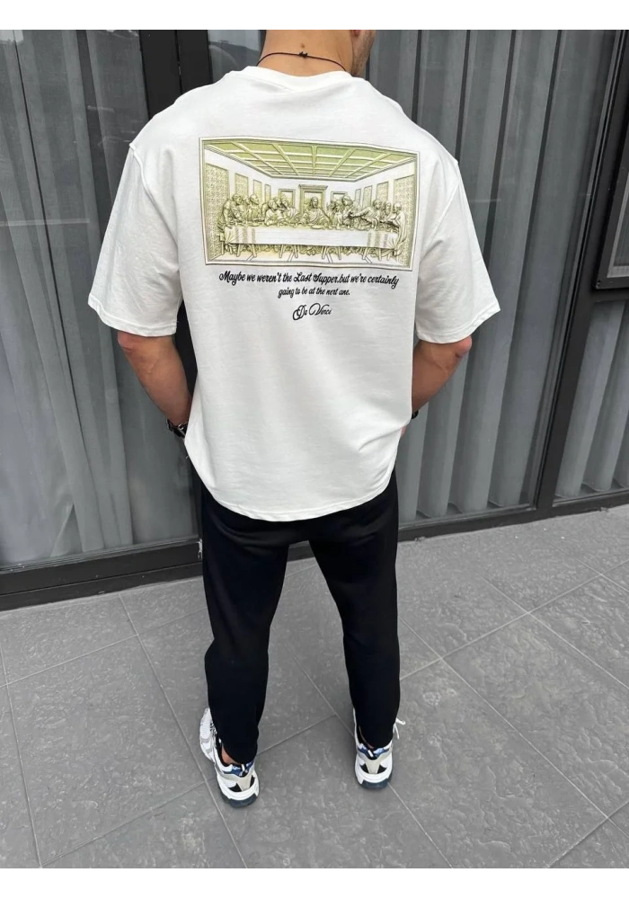 ERKEK Baskılı Oversize T-Shirt - Beyaz
