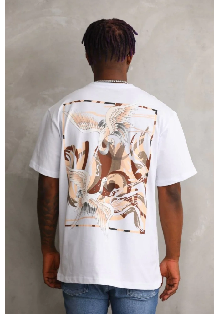 ERKEK Baskılı Oversize T-Shirt - Beyaz