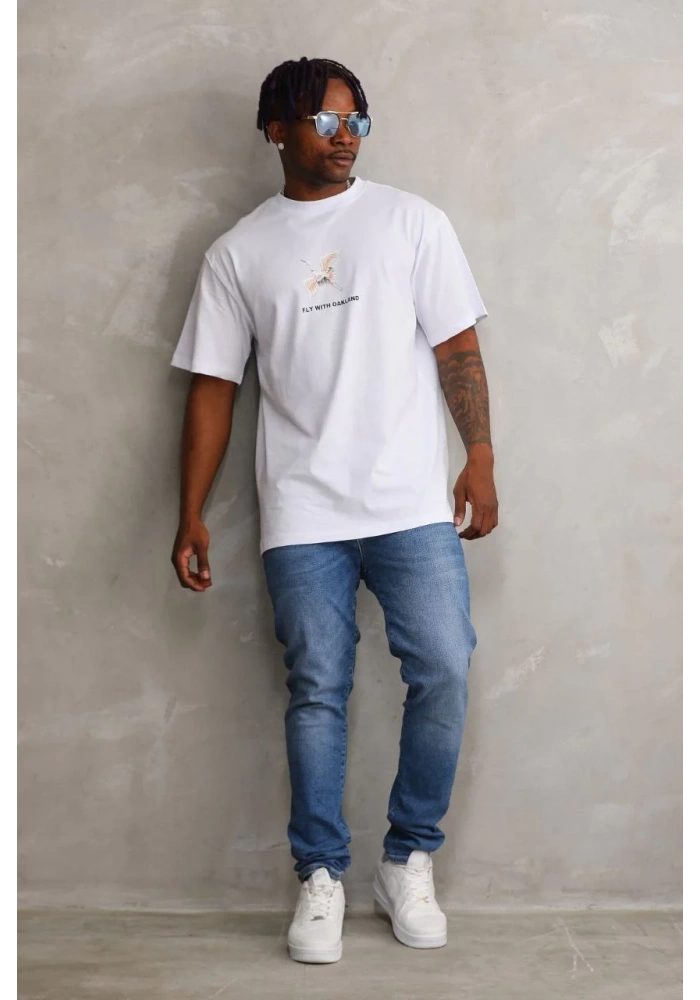 ERKEK Baskılı Oversize T-Shirt - Beyaz