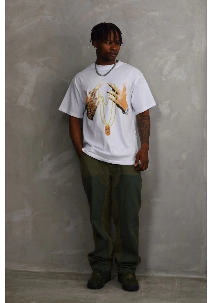 ERKEK Baskılı Oversize T-Shirt - Beyaz