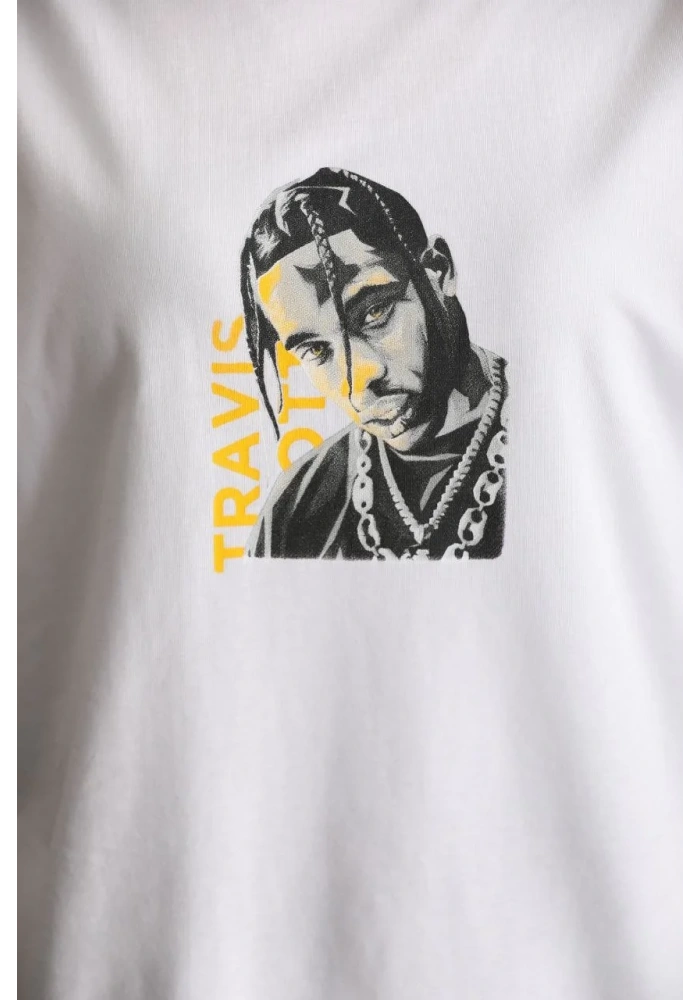 Kadın Baskılı Oversize T-Shirt - Beyaz