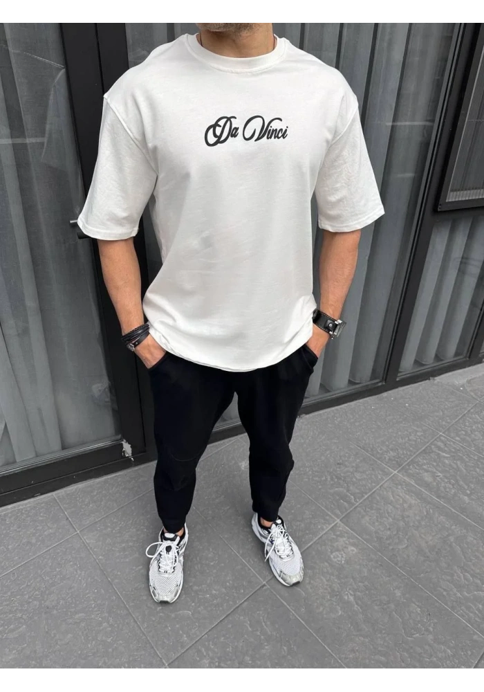 ERKEK Baskılı Oversize T-Shirt - Beyaz