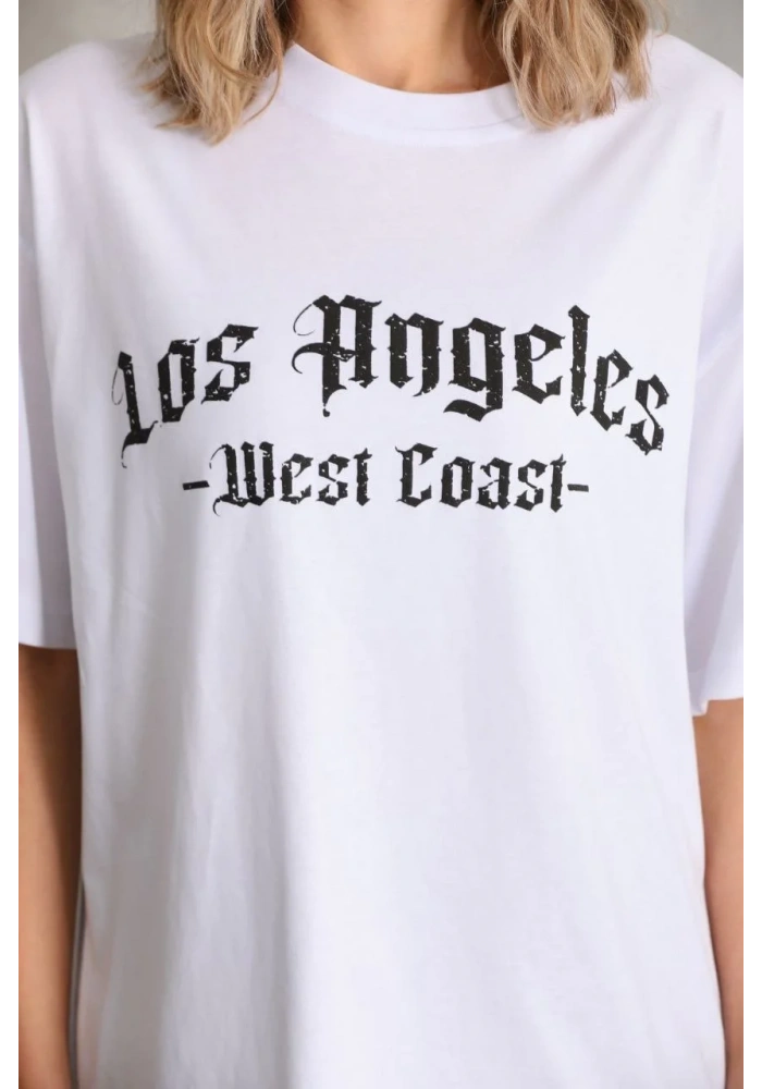 Kadın Baskılı Oversize T-Shirt - Beyaz