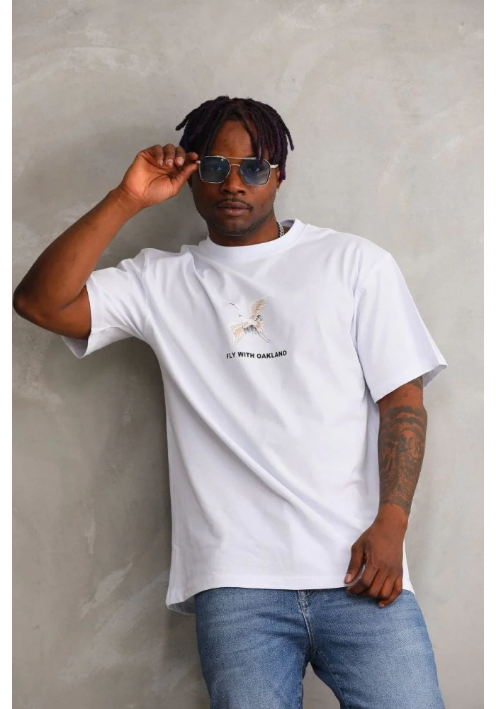 ERKEK Baskılı Oversize T-Shirt - Beyaz