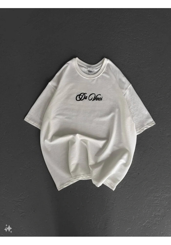 Kadın Baskılı Oversize T-Shirt - Beyaz
