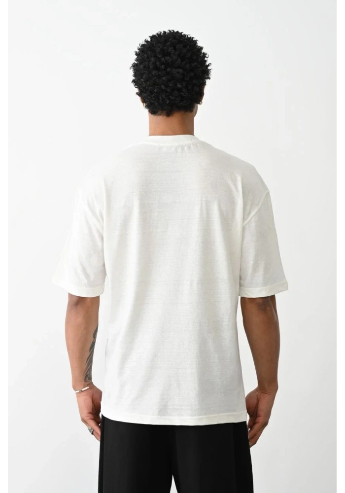 erkek Baskılı Oversize T-Shirt - Beyaz