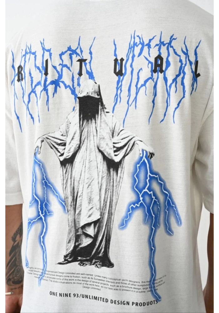 ERKEK Baskılı Oversize T-Shirt - Beyaz