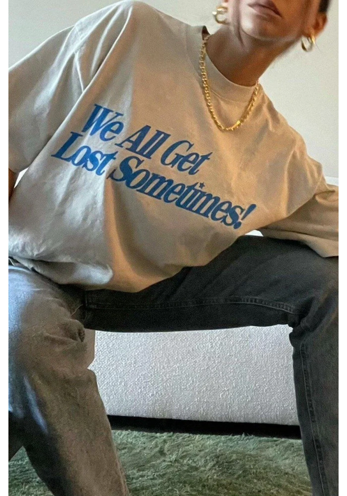 Kadın Baskılı Oversize T-Shirt - Beyaz