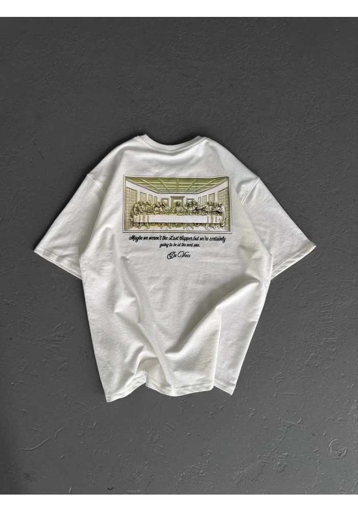 ERKEK Baskılı Oversize T-Shirt - Beyaz