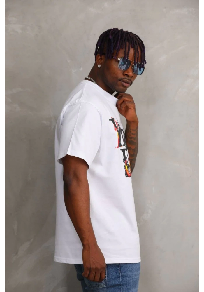 ERKEK Baskılı Oversize T-Shirt - Beyaz