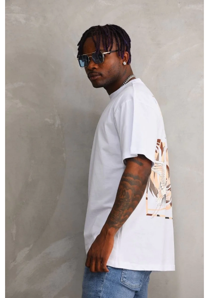 ERKEK Baskılı Oversize T-Shirt - Beyaz