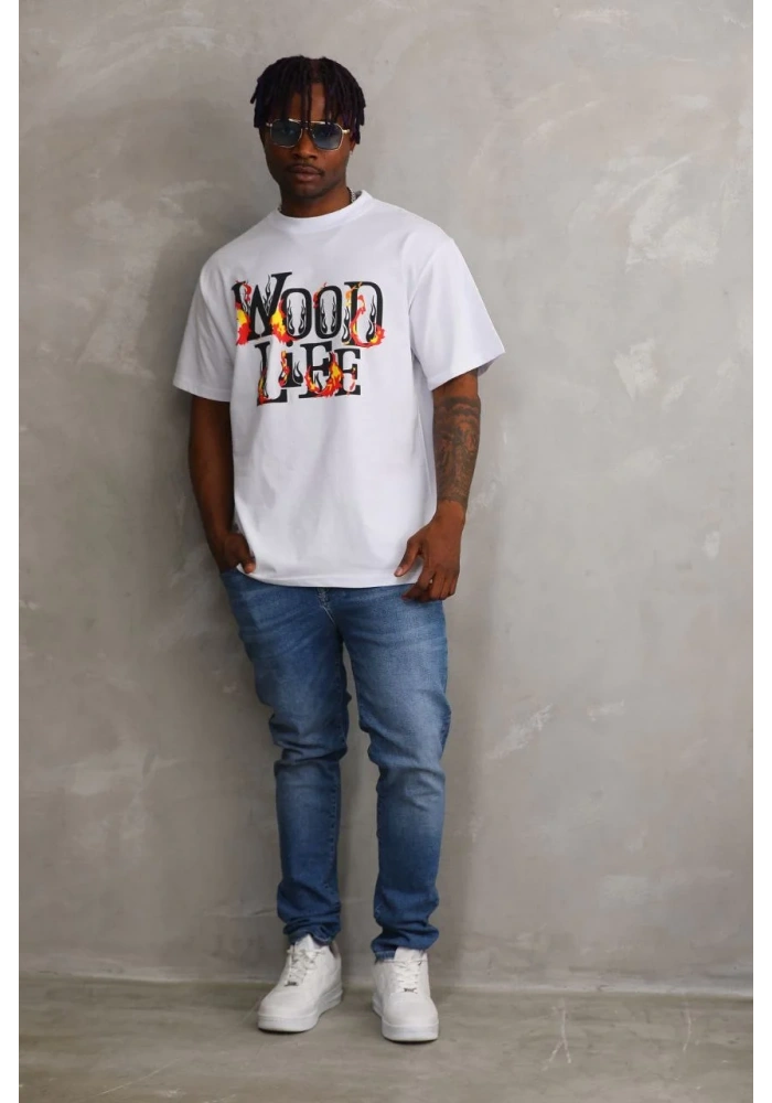 ERKEK Baskılı Oversize T-Shirt - Beyaz