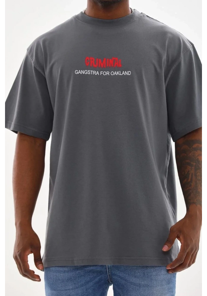 ERKEK Baskılı Oversize T-Shirt - Füme