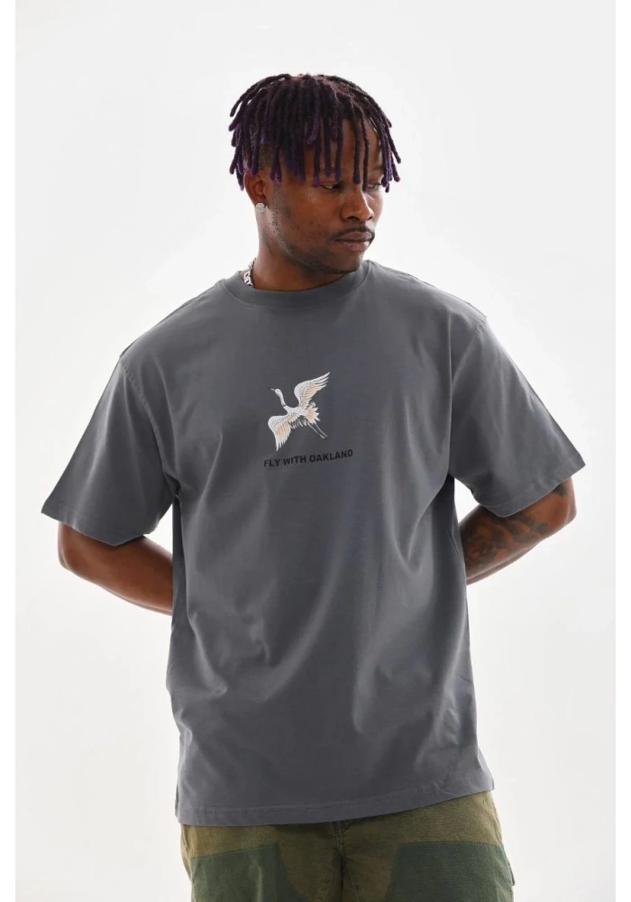 ERKEK Baskılı Oversize T-Shirt - Füme
