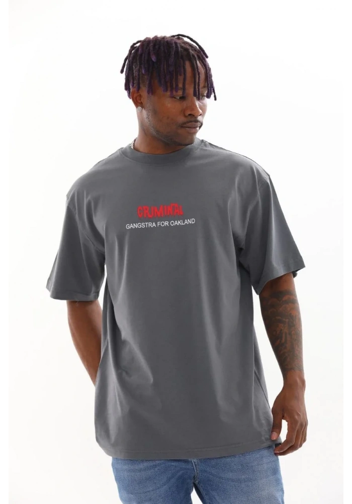 ERKEK Baskılı Oversize T-Shirt - Füme