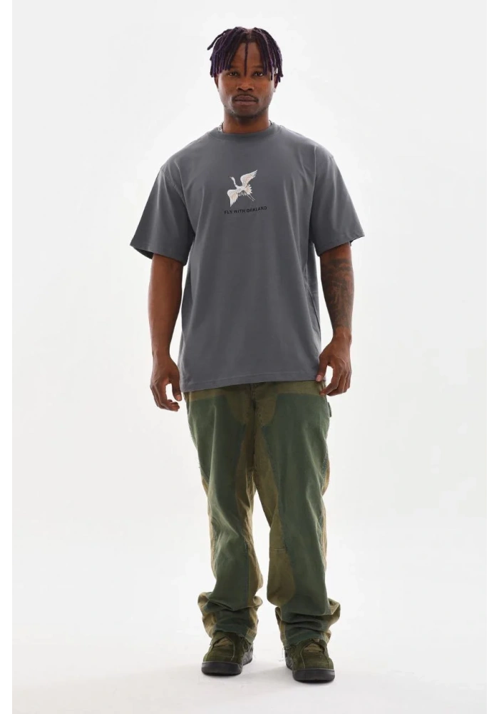 ERKEK Baskılı Oversize T-Shirt - Füme