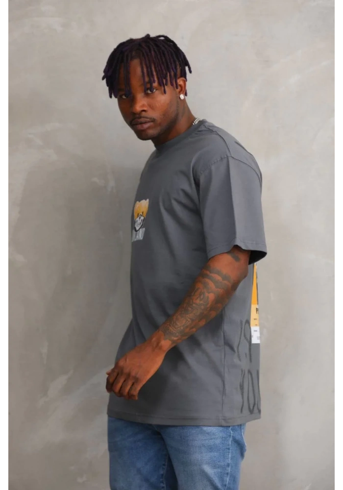 ERKEK Baskılı Oversize T-Shirt - Füme