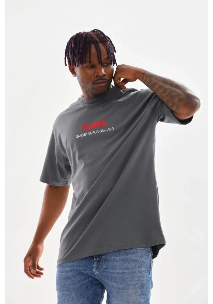 ERKEK Baskılı Oversize T-Shirt - Füme